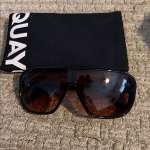 Quay Australia Black Sunglasses with Dark Brown Lenses